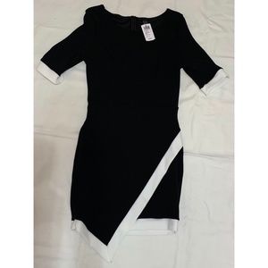 Asymmetrical Black and White Dress